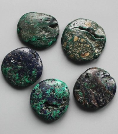 Azurite Malachite Natural Smooth Stone 1.6 inch (0.8-1 x 3.5-4.5cm) A/B