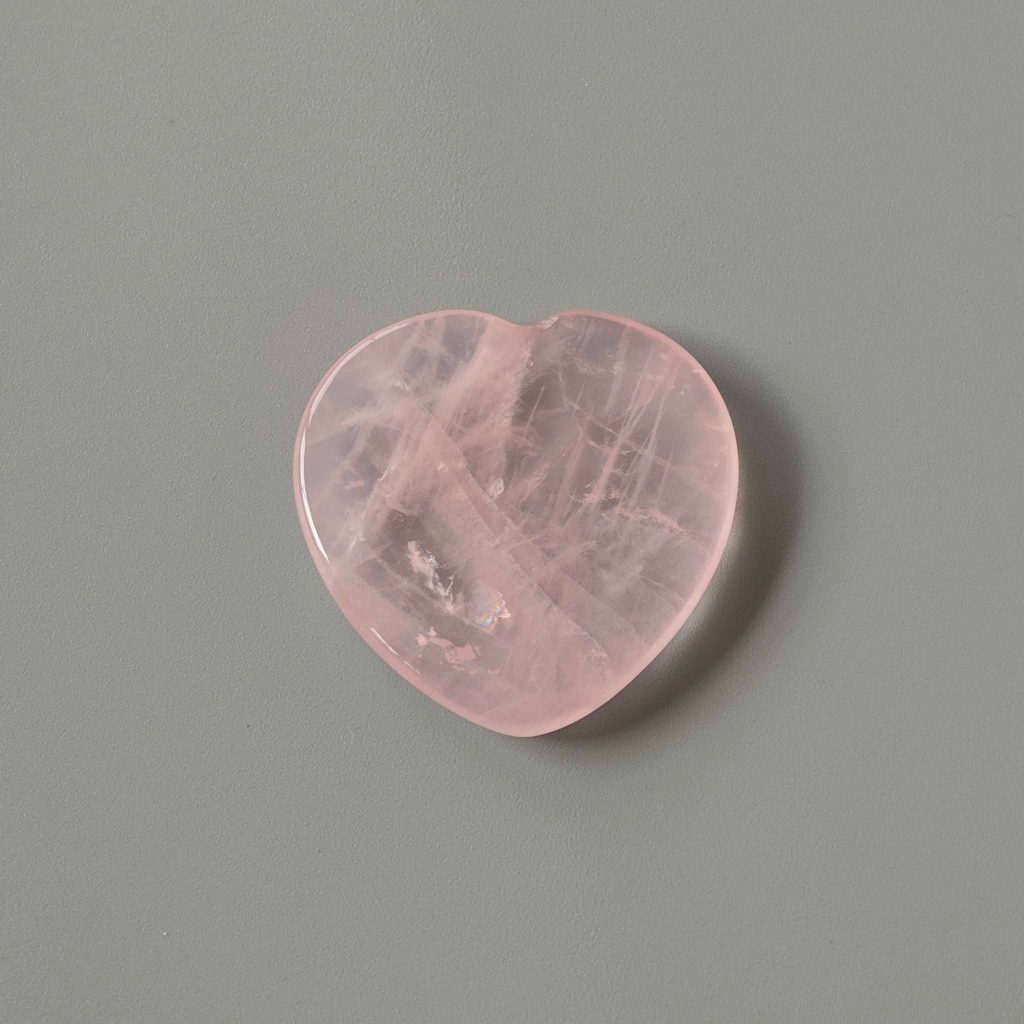 Rose Quartz Heart Thumb Stone 1.6 inch (0.65 x 4 x 4cm) A/A+
