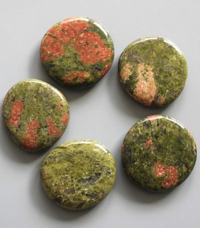 Unakite Smooth Stone 1.6 inch (0.8-1 x 3.5-4.5cm) A