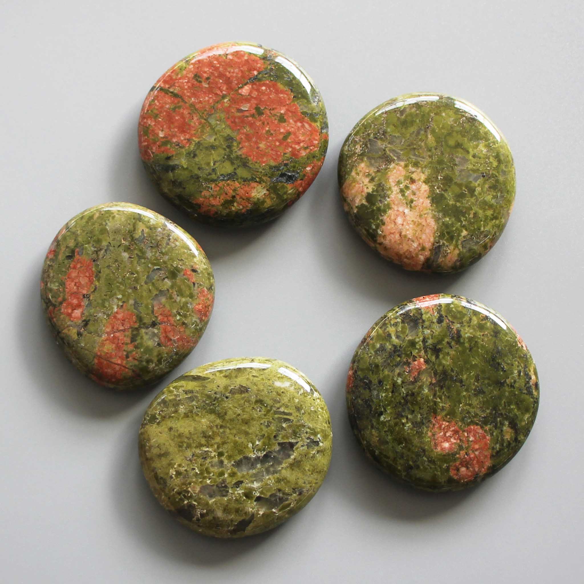 03b182a1ffb490aefdde747cee8556ec-1 Unakite Smooth Stone 1.6 inch (0.8-1 x 3.5-4.5cm) A