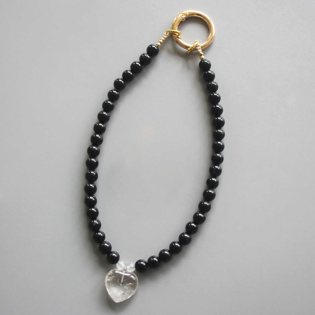 Black Tourmaline Round Bead Phone Cord 6mm A/B