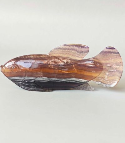 Rainbow Fluorite Fish Carving 2# 6inch (2.5x6x15cm) A+