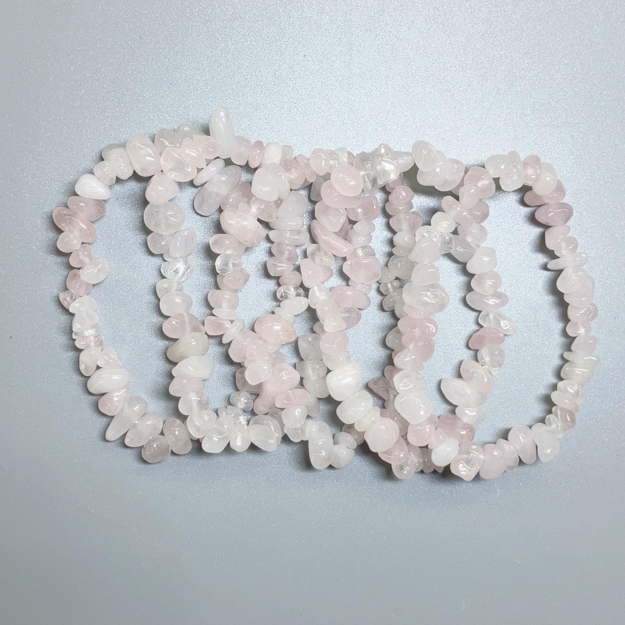 07bed20051ca79bcddc81e010c0d279a-1 Rose Quartz Chips Bracelet 4/8mm A/B