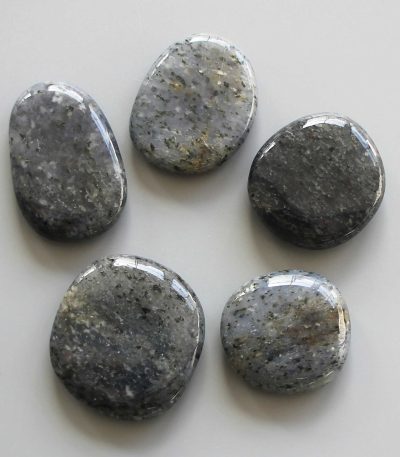 Blue Quartz With Black Spot Smooth Stone 1.6 inch (0.8-1 x 3.5-4.5cm) A