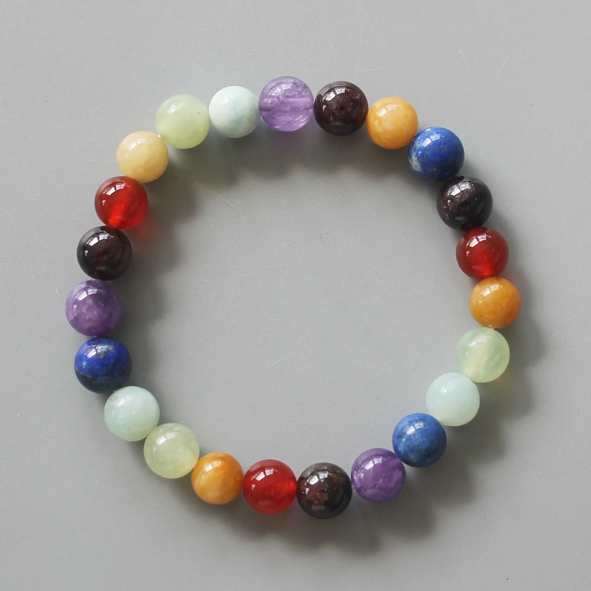 10375586d68a0f708b54b886f78caf85-1 Mix Stone Round Bracelet 18cm 8mm A