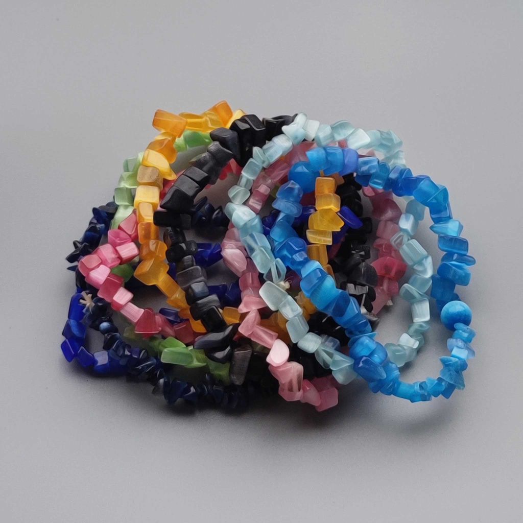 Cat's Eye Mix Color Man Made Chips Bracelet 4/8mm A