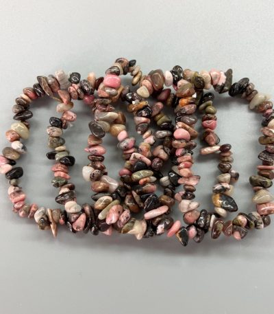 Rhodonite Chips Bracelet 4/8mm A/B
