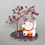 Amethyst Solar-Powered Lucky Cat Gems Tree 11cm A
