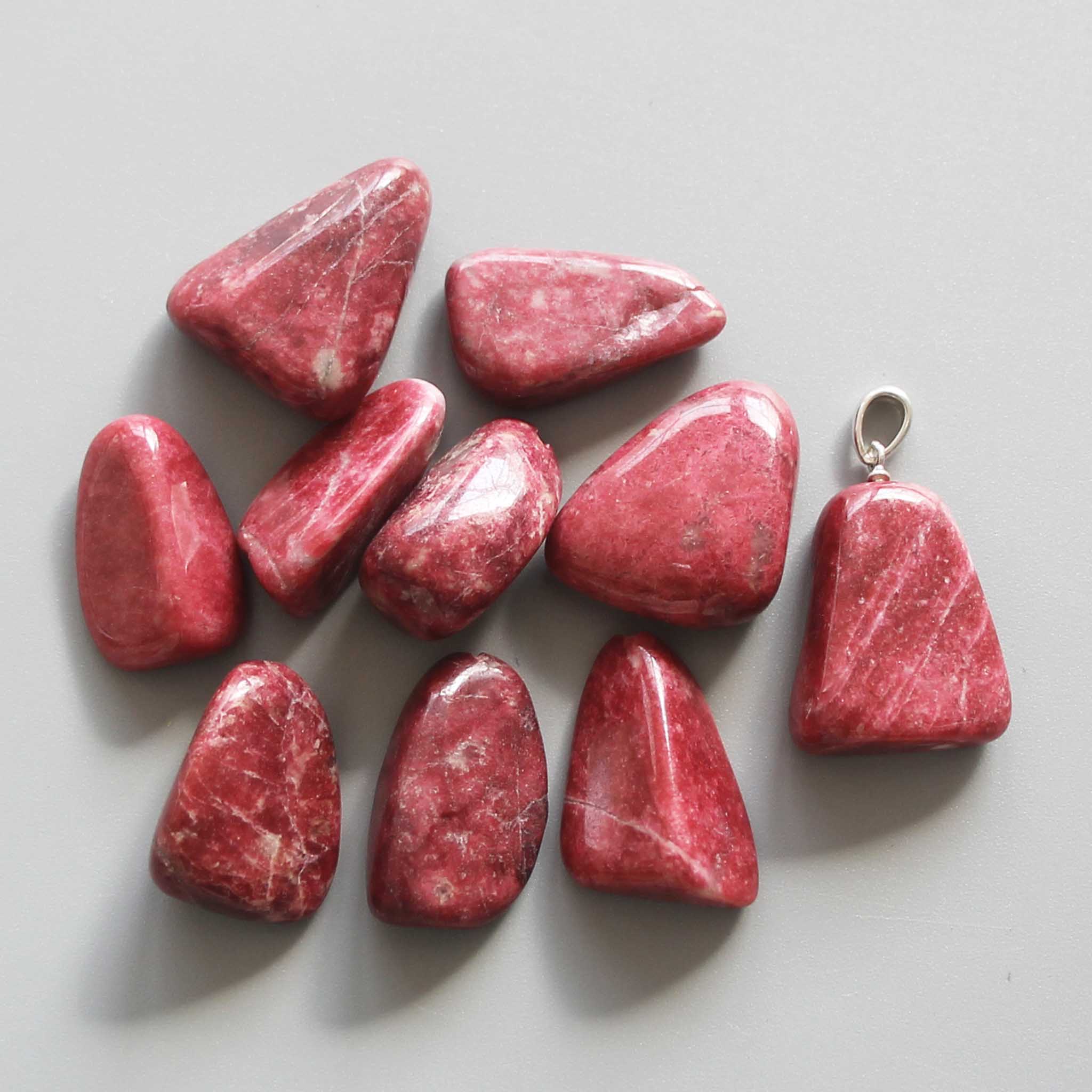 13511482c75df759ec33040a39405b5a-1 Thulite Free Form Tumble Pendant With Silver 18-25mm A+/AA
