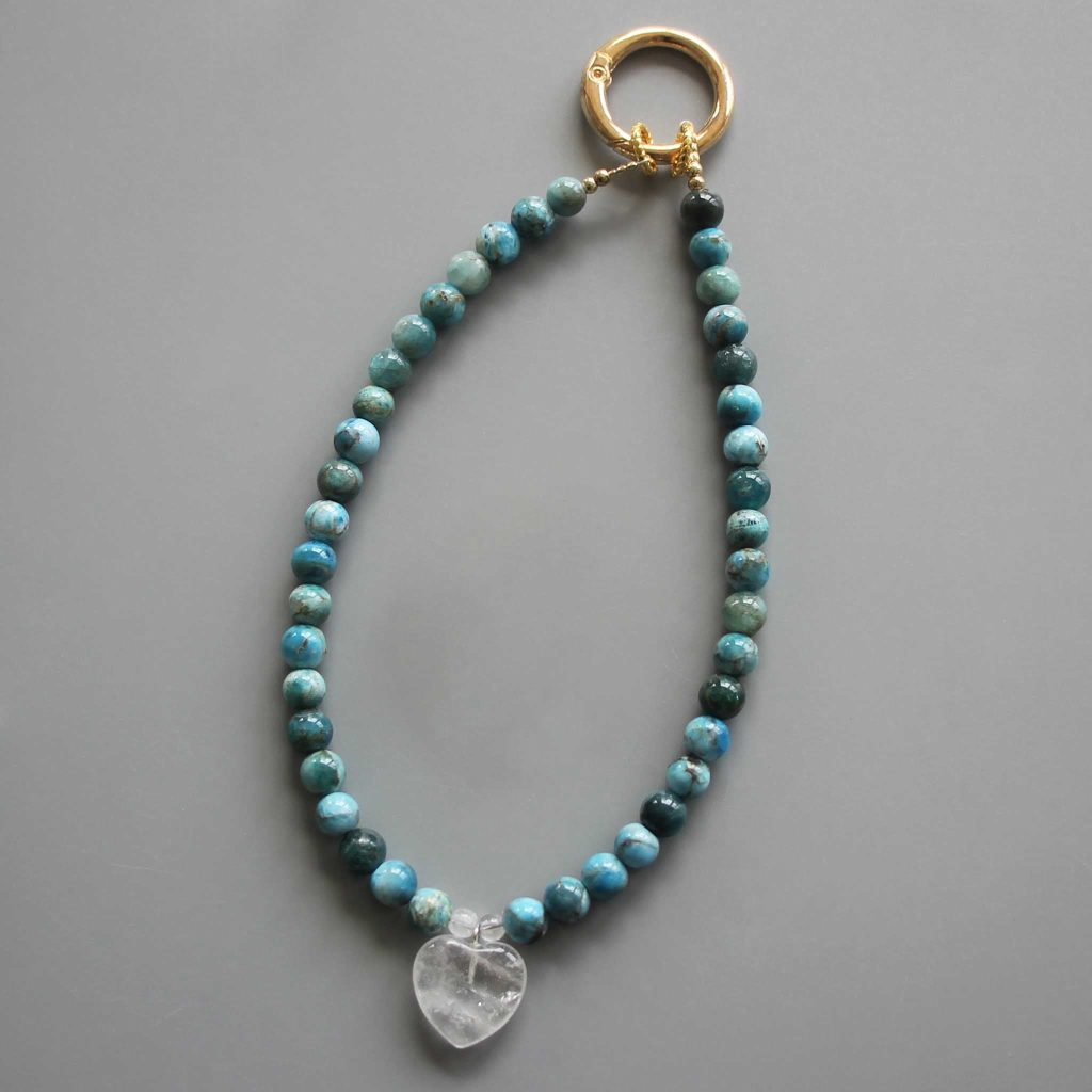 Blue Apatite Round Bead Phone Cord 6mm A/B