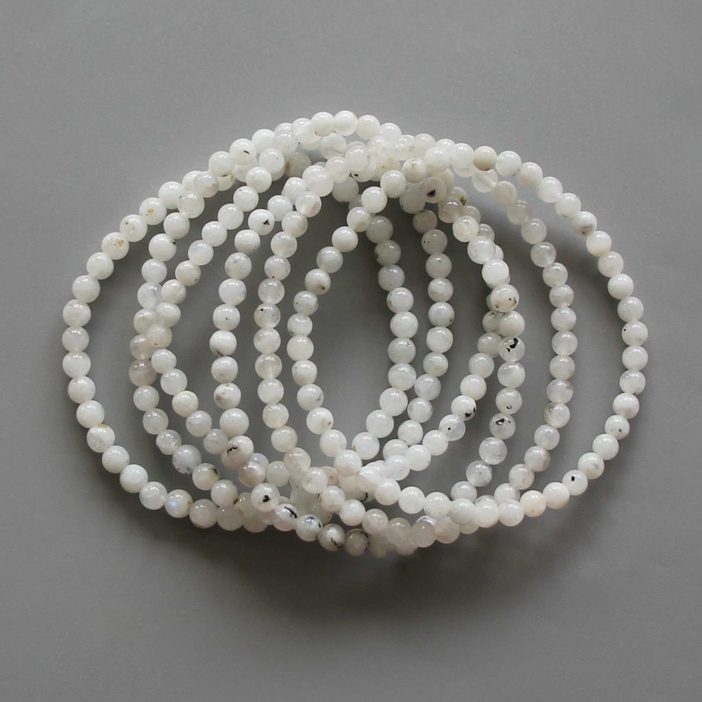 Moonstone With Spark Blue Color Round Bracelet 18cm 4mm A-/B+