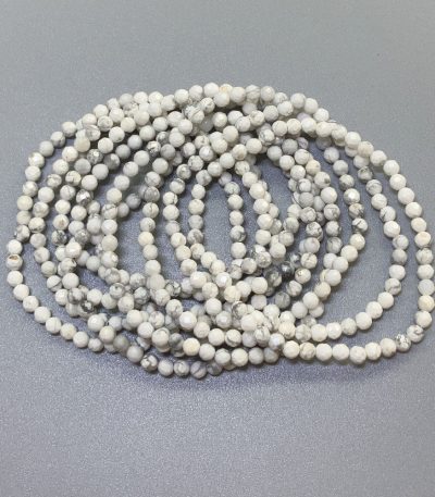 Howlite White Faceted Round Bracelet 4mm A