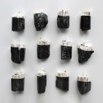 Black Tourmaline Rough Pendant With Matel 30-40mm A