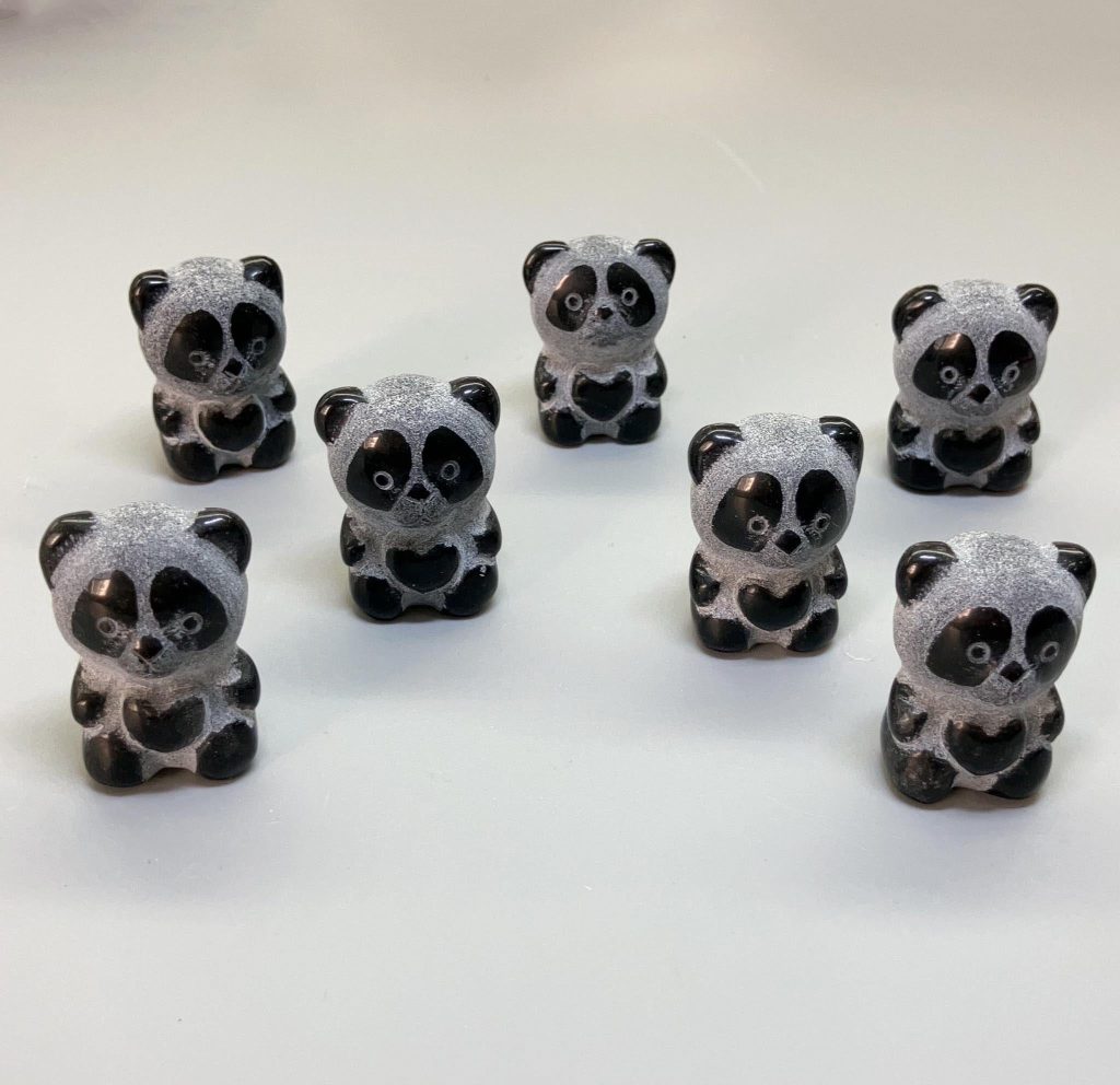Black Obsidian Sitting Panda 40mm A