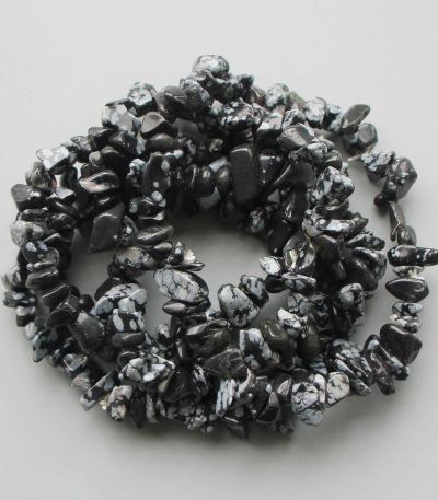 Snowflakes Obsidian Chips Bracelet 4/8mm A