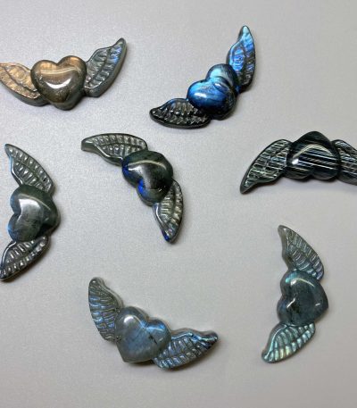 Labradorite Angel Heart Wings 8/12×17×43/45mm AA