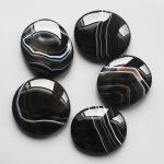Black Agate With Stripe Smooth Stone 1.6 inch (0.8-1 x 3.5-4.5cm) A/A+