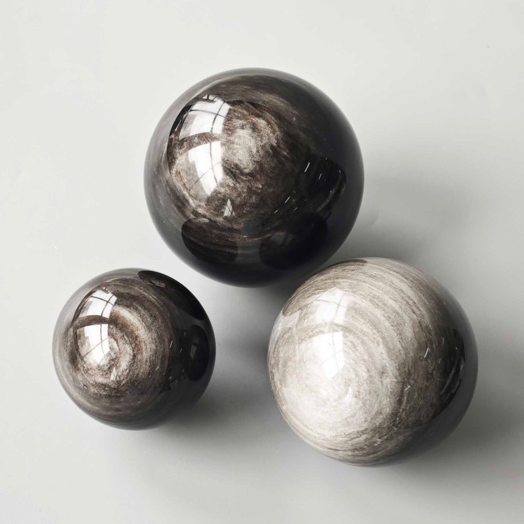 Silver Obsidian Sphere 1.6-2.8 inch (4-7cm) A/A+