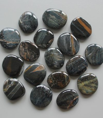 Blue Tiger Eye Smooth Stone 1.6 inch (0.9 x 4cm) A/B