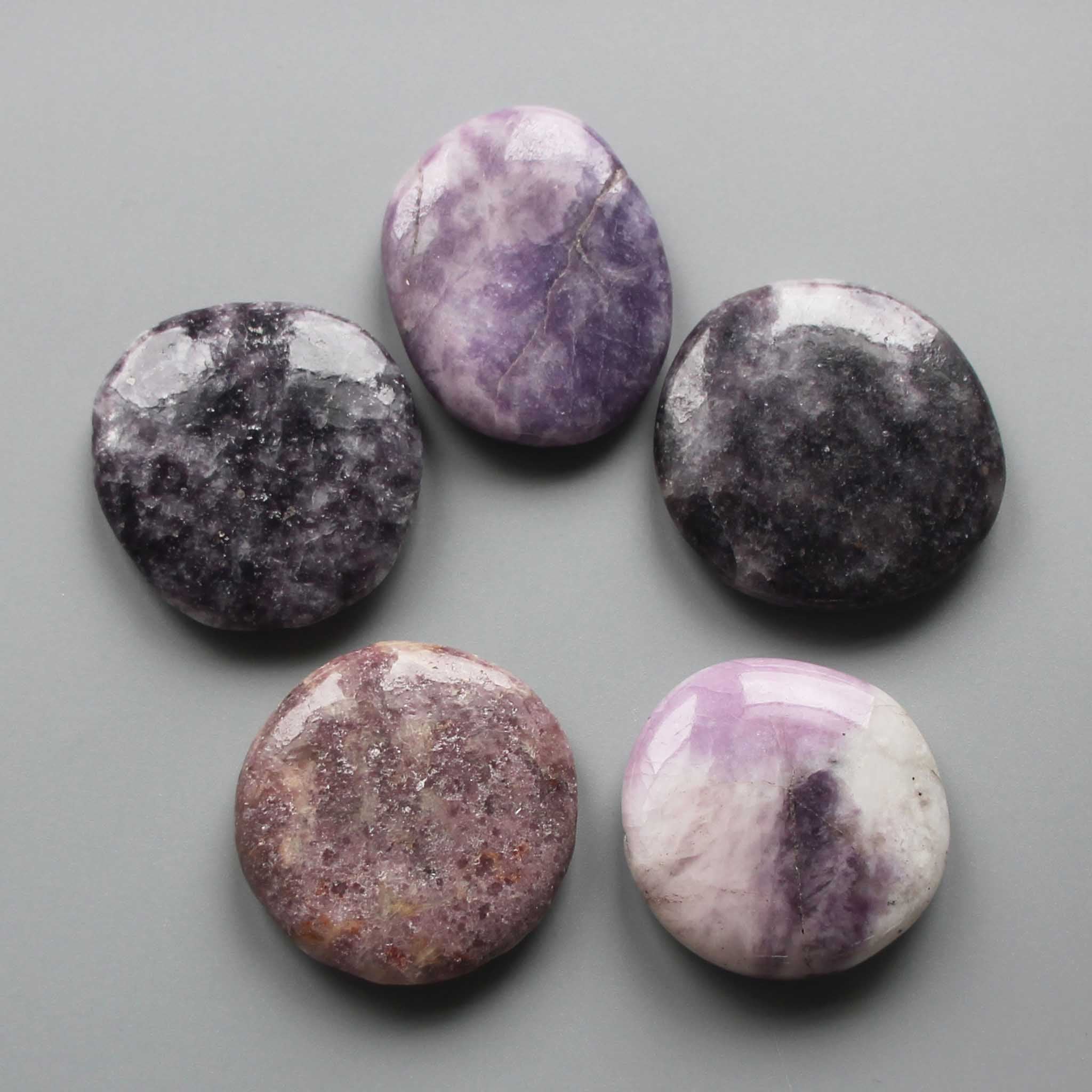 254b72a7a8c2831eca5d79c8e7e846e3-1 Lepidolite Af Smooth Stone 1.6 inch (0.8-1 x 3.5-4.5cm) A/B