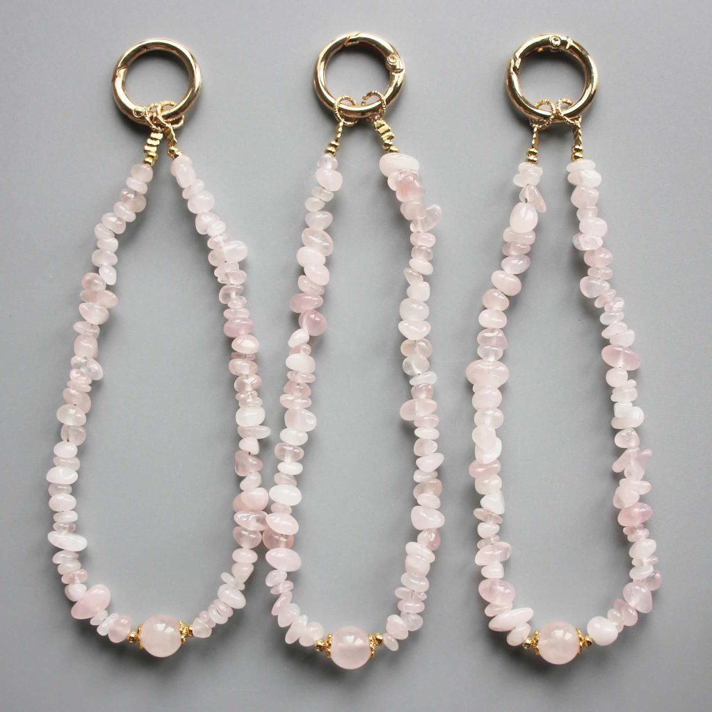 Rose Quartz Chips Phone Cord 5/10mm A/B