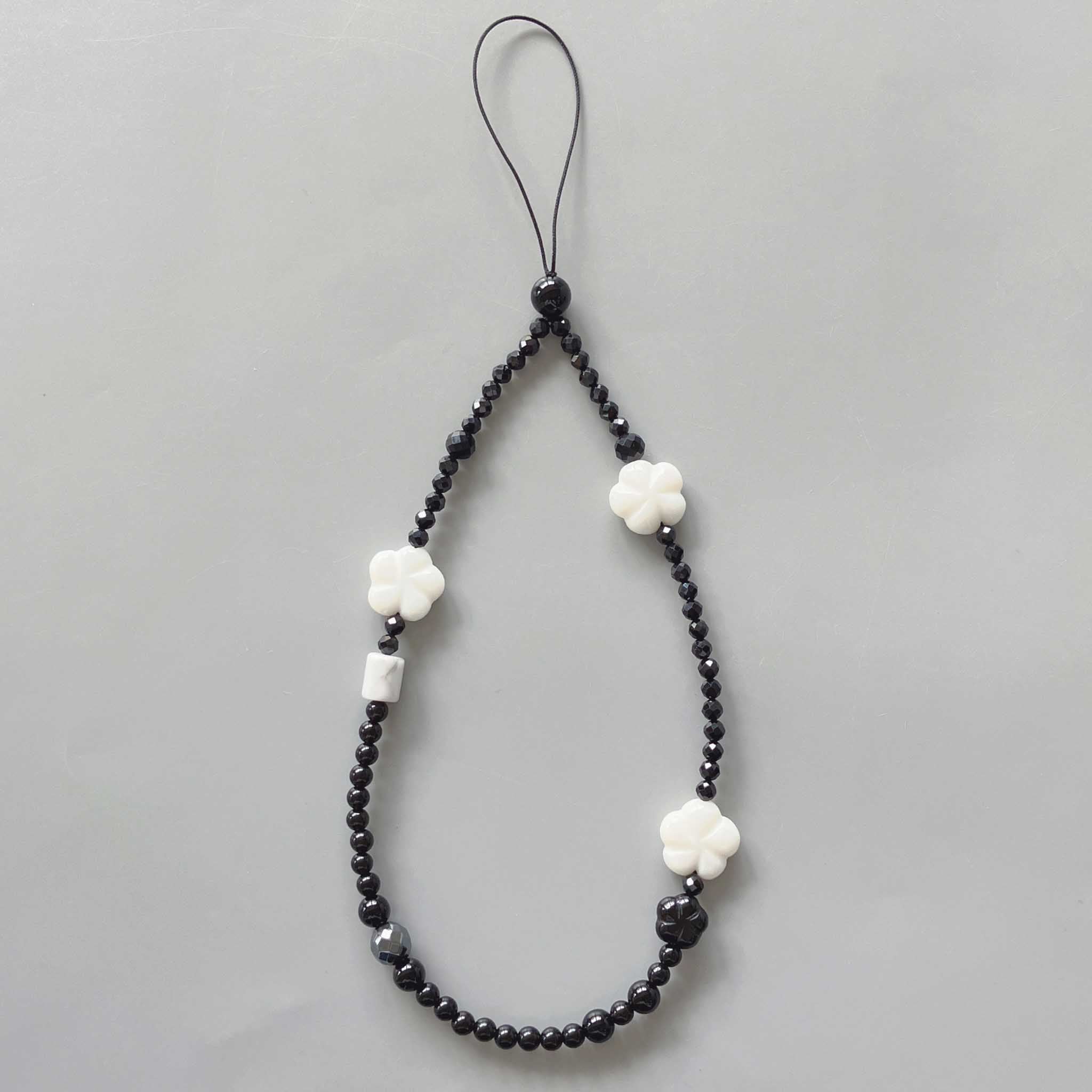 29140758a2863b0187c5da08f901f184-1 Mix Stone Phone Strap 9 inch 23cm #8 黑曜石, 汉白玉 (Grade TBC)