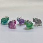 Rainbow Fluorite Elephant P Pendant With Silver 18/22mm A/A+