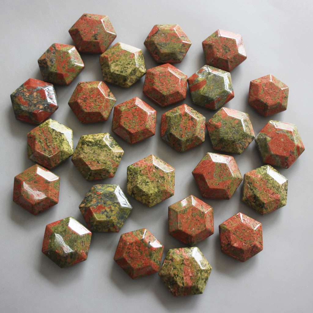 Unakite 6 Angle pocket stone/Hexagon Shape Stones 10x30mm A