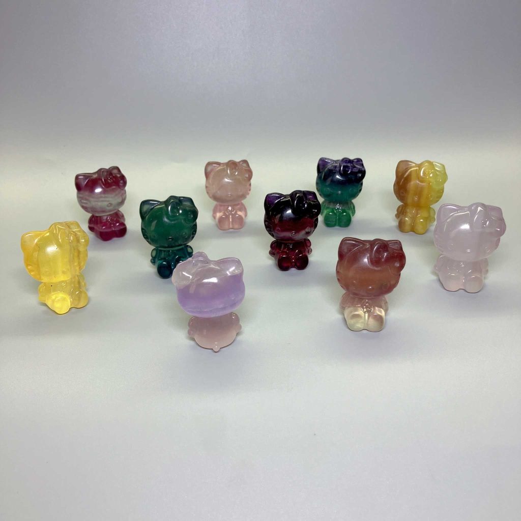 Fluorite Rainbow Candy Cartoon Cat 1.5 Inch (3.8 - 4cm) A+/AA