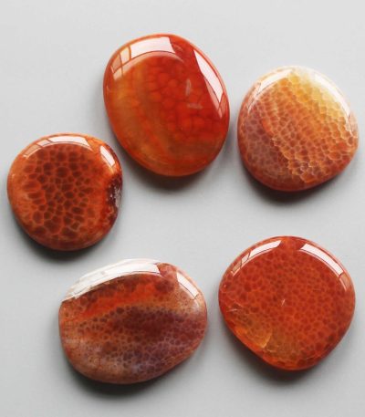 Fire Agate Burnt Smooth Stone 1.6 inch (0.8-1 x 3.5-4.5cm) A