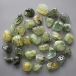 Epidote In Prehnite With Black Tourmaline Tumble Stone 1 inch (2-3cm) A