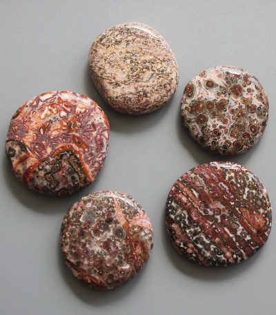 Leopard Skin Jasper Smooth Stone 1.6 inch (0.8-1 x 3.5-4.5cm) A