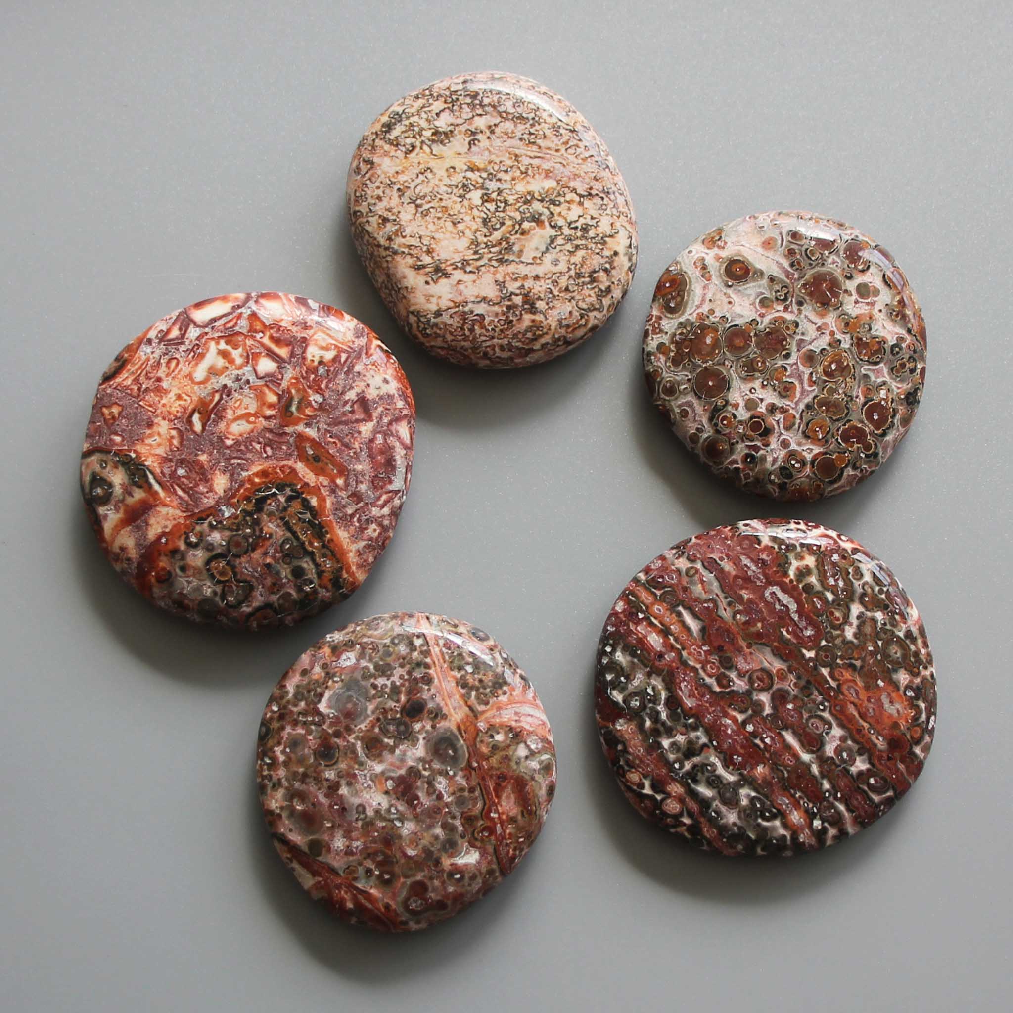 30d90e2102a42ce2b9f558d1ce7162e8-1 Leopard Skin Jasper Smooth Stone 1.6 inch (0.8-1 x 3.5-4.5cm) A