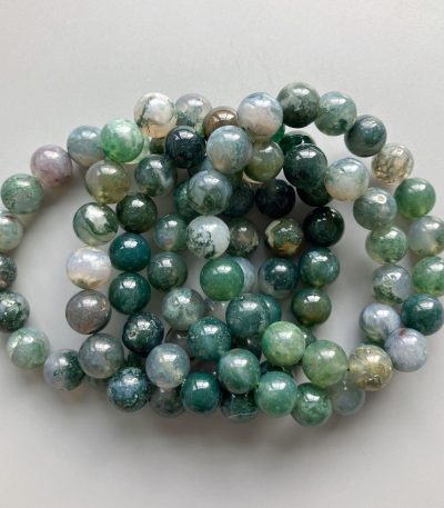 Moss Agate Round Bracelet 18cm 10mm A