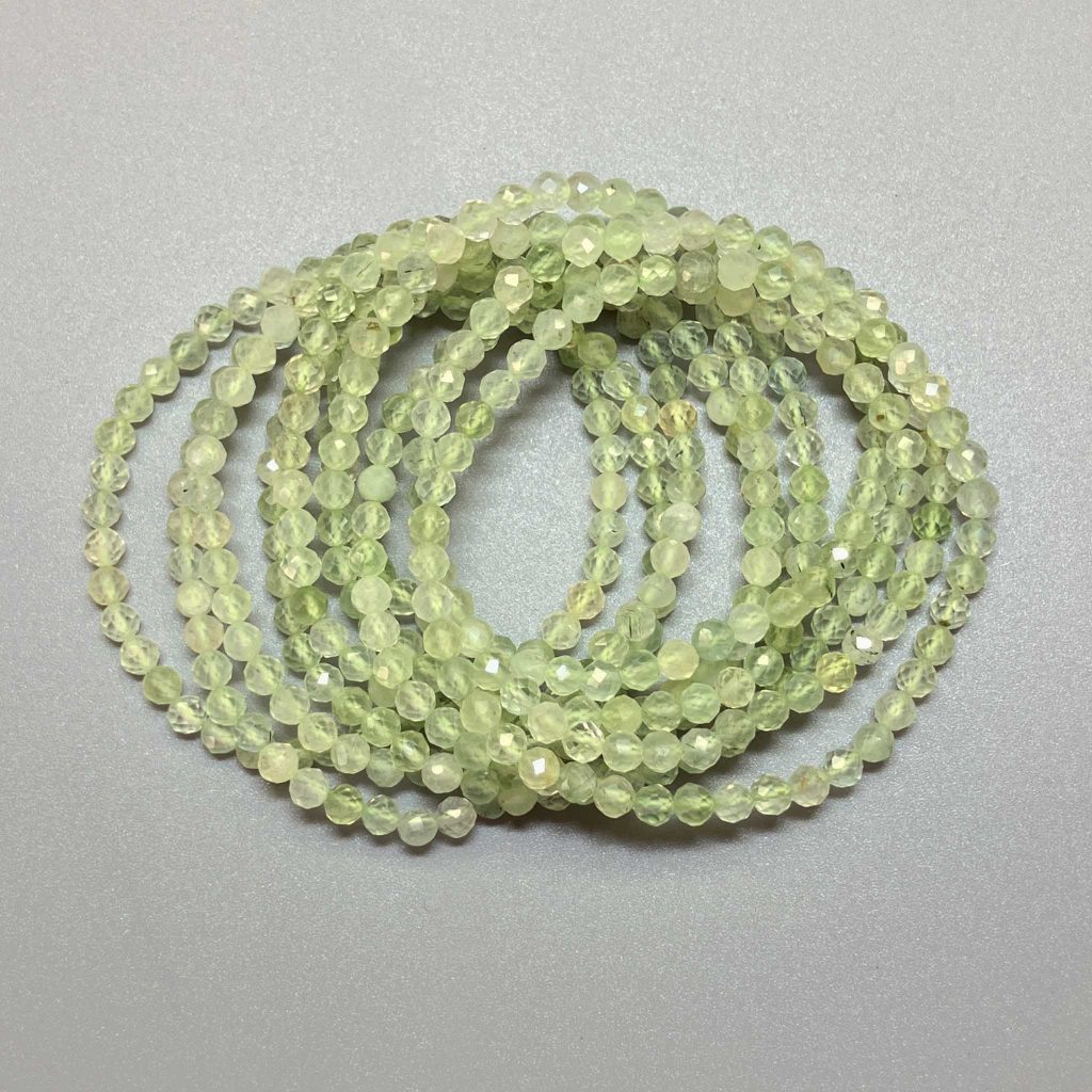 Epidote In Prehnite Faceted Round Bracelet 4mm A+/AA