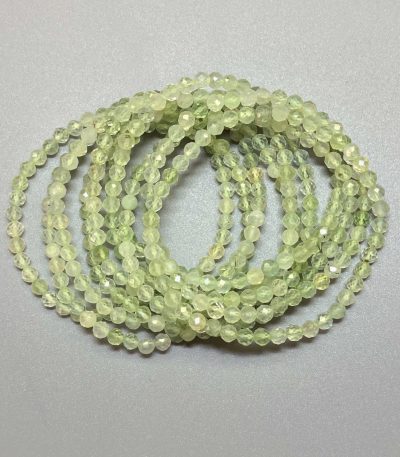 Epidote In Prehnite Faceted Round Bracelet 4mm A+/AA
