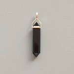 Black Tourmaline Double Point Pendant With Silver 7x30mm A