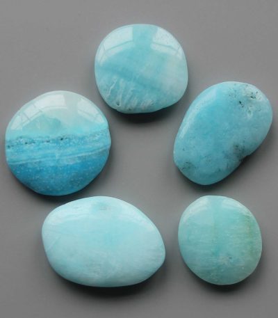 Aragonite Blue China Dyed Smooth Stone 1.6 inch (0.8-1 x 3.5-4.5cm) A/B