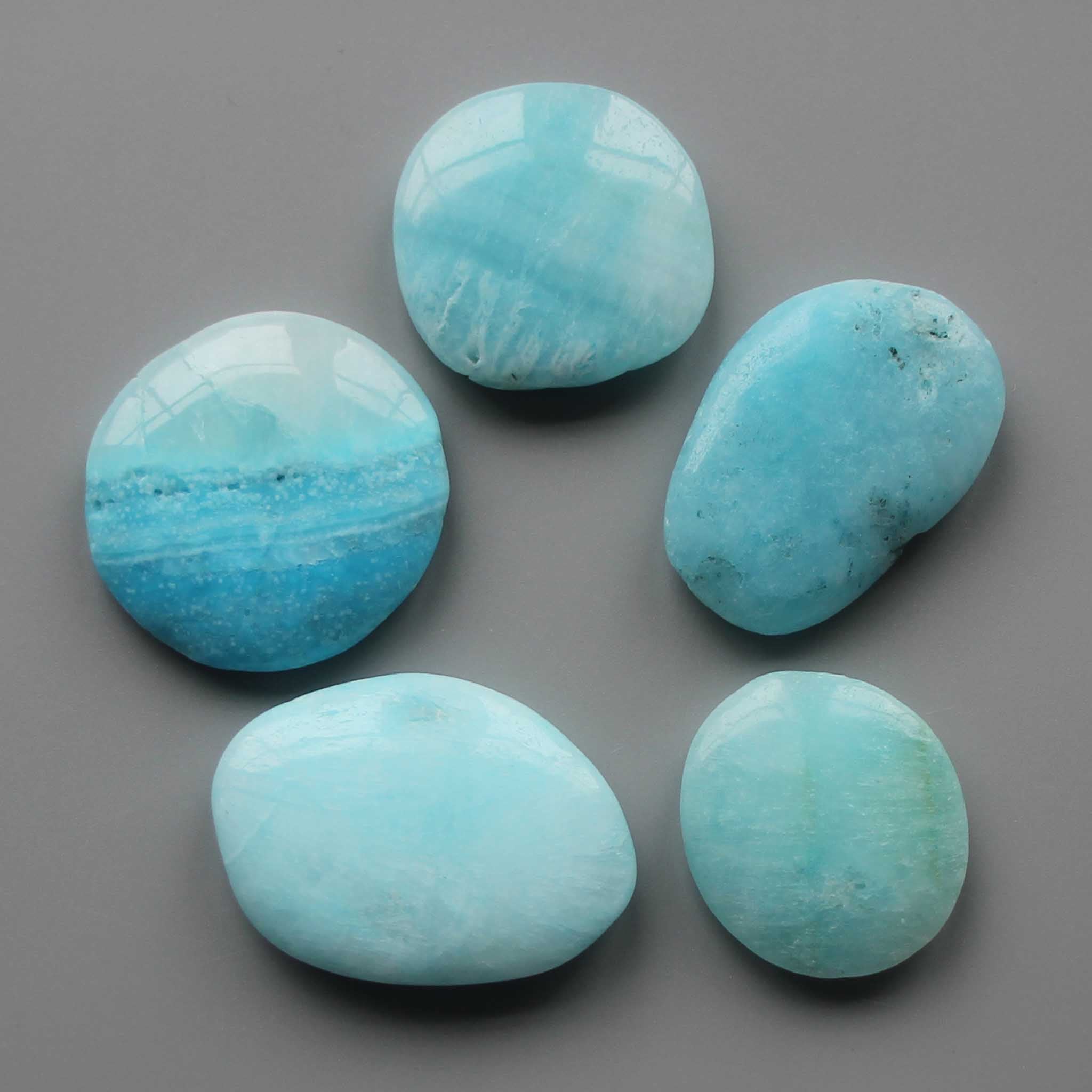 33dd7919ae76db00ed51351ed2f94142-1 Aragonite Blue China Dyed Smooth Stone 1.6 inch (0.8-1 x 3.5-4.5cm) A/B
