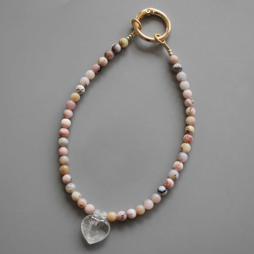 Pink Opal Peru Round Bead Phone Cord 6mm A/B