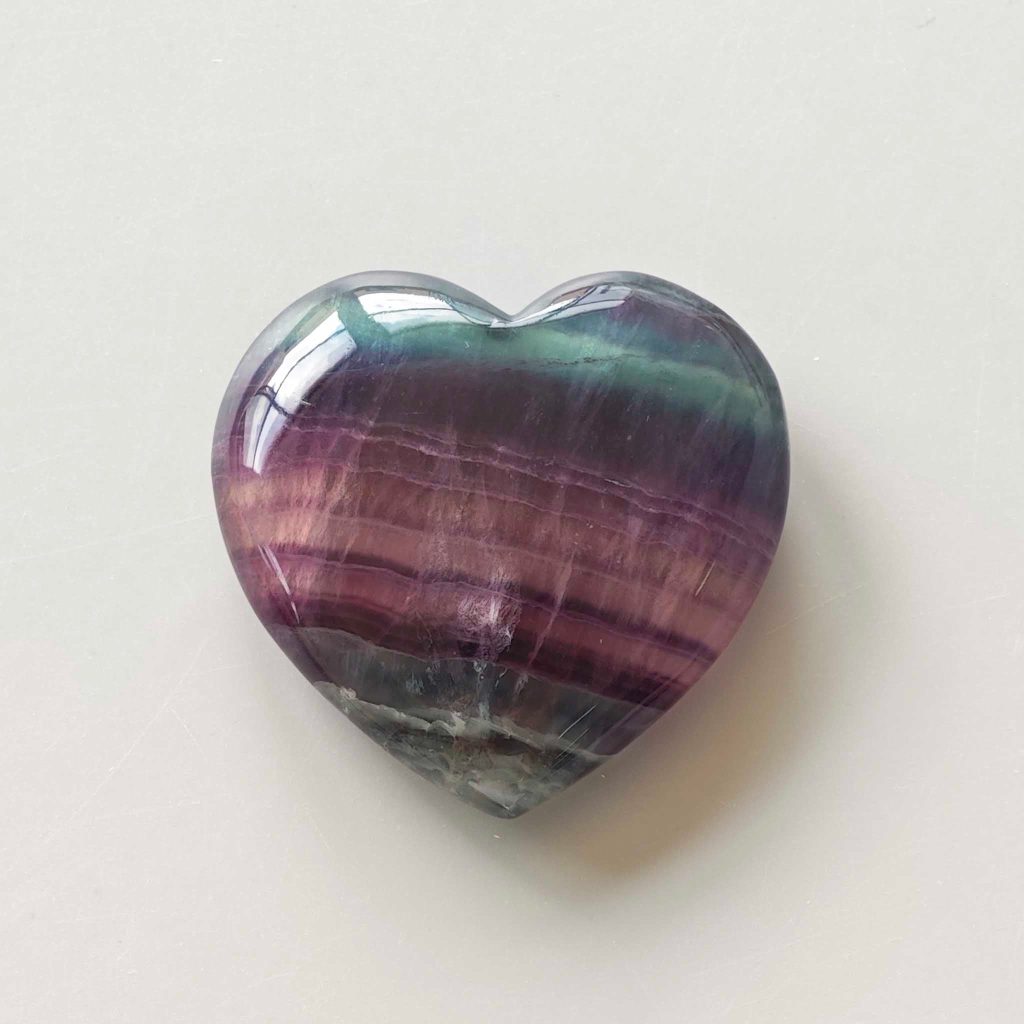 Blue Purple Rainbow Fluorite Heart 1.6 inch (1.3 x 4 x 4cm) A+/AA