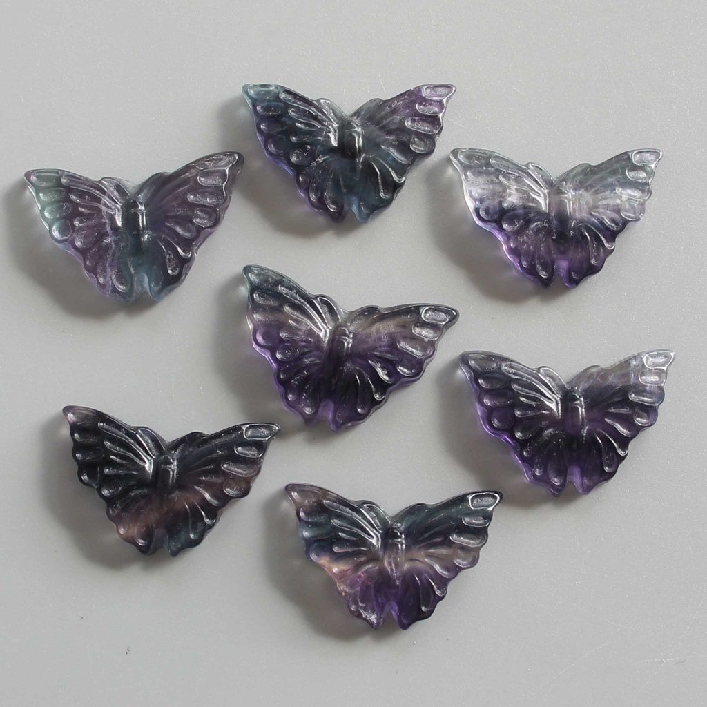 Blue Purple Rainbow Fluorite Butterfly 1.2 inch (3cm) A+/AA