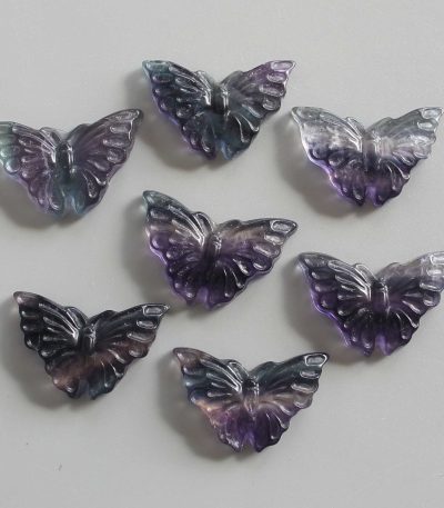 Blue Purple Rainbow Fluorite Butterfly 1.2 inch (3cm) A+/AA