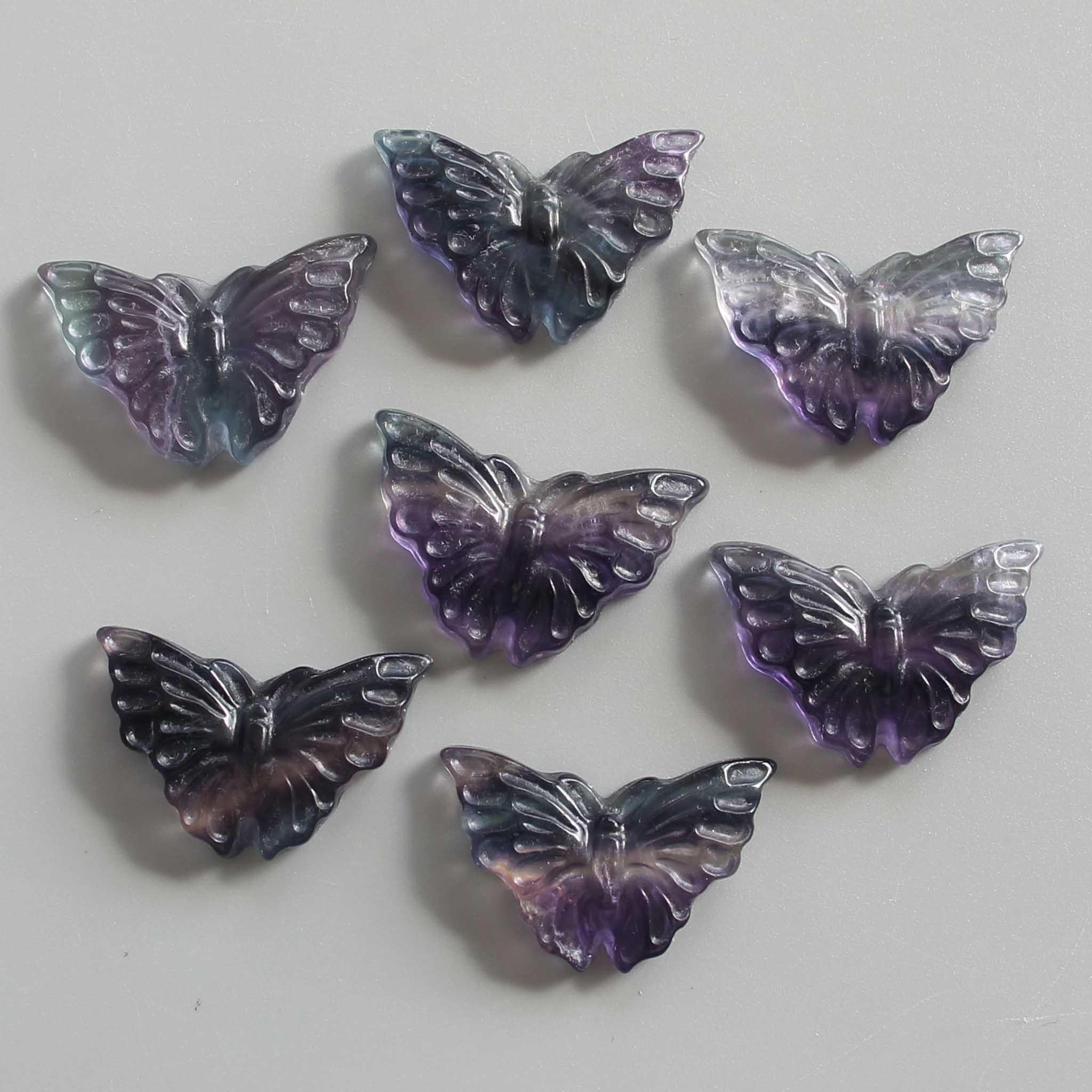371ec5672179f39787d9ec27a870cdcc-1 Blue Purple Rainbow Fluorite Butterfly 1.2 inch (3cm) A+/AA