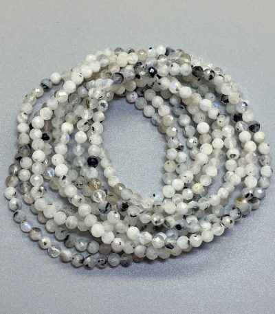 Moonstone With Spark Blue Color Faceted Round Bracelet 4mm A