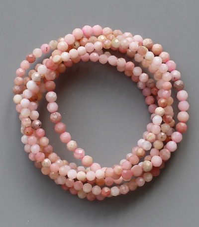 Pink Opal Peru Faceted Round Bracelet 4mm A/A+