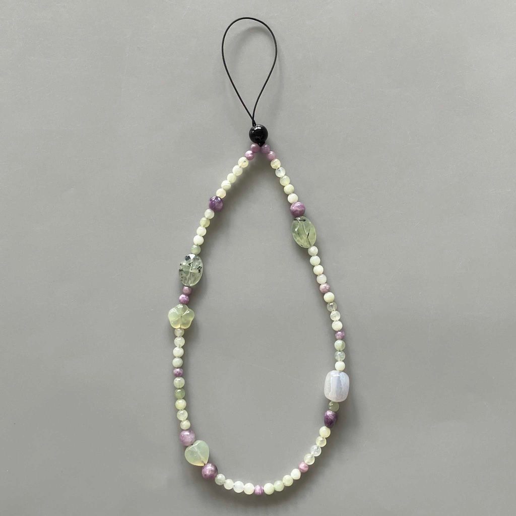 Mix Stone Phone Strap 9 inch 23cm #4 秀玉, 葡萄石 (Grade TBC)