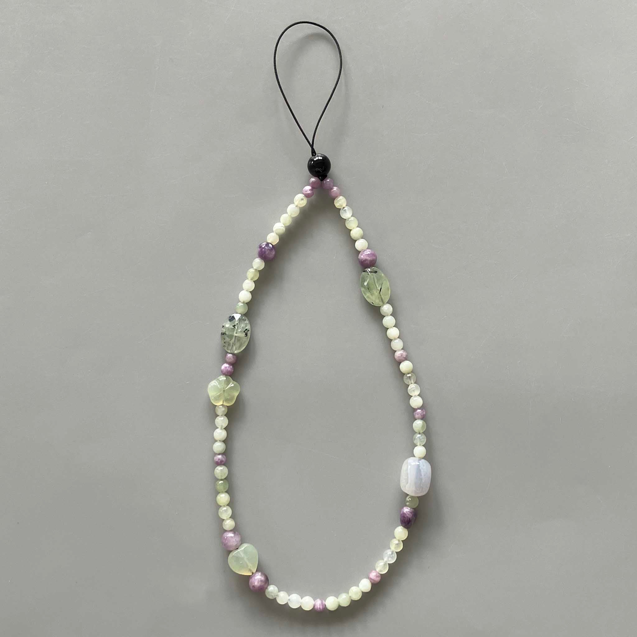 3c7df49cd5aa6c7f068d9a5850a0a073-1 Mix Stone Phone Strap 9 inch 23cm #4 秀玉, 葡萄石 (Grade TBC)