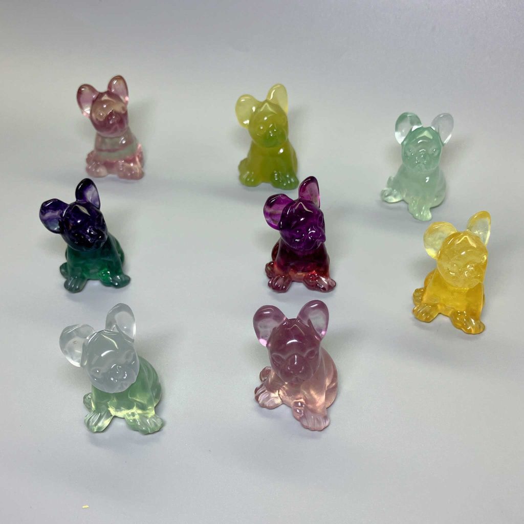 Fluorite Rainbow Candy Cartoon French Bulldog 1.5 inch (38/40mm) A+/AA