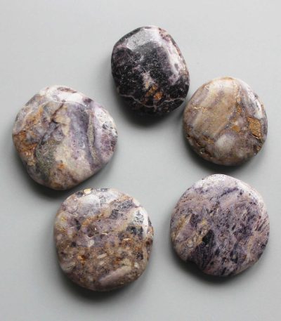 Purple Flower Jasper Smooth Stone 1.6 inch (0.8-1 x 3.5-4.5cm) A/B